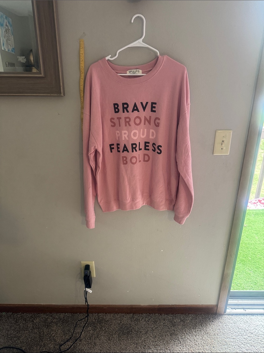 Wound Up Pink Graphic Crewneck Sweatshirt - Brave Strong Proud
